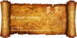 Braier Kinga névjegykártya